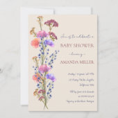 Rustikale Beige Acrylblütendusche Bouquet Baby Einladung (Vorderseite)