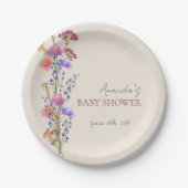 Rustikale Beige Acrylblütendusche Bouquet Baby Pappteller (Vorderseite)