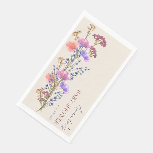 Rustikale Beige Acrylblütendusche Bouquet Baby Serviette (Ecke)