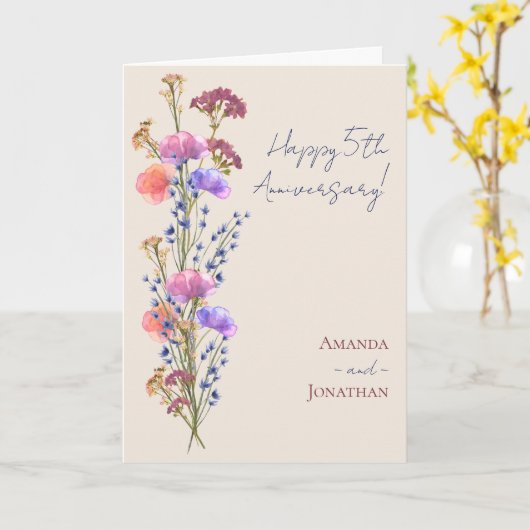 Rustikale Beige Akrylblüte + Jute Jahrestag Karte (Gelbe Blume)