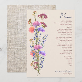 Rustikale Beige Akryllische Blüte Menükarte