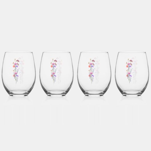 Rustikale Beige Akryllische Bouquet-Hochzeit Weinglas Ohne Stiel (Vorderseite)