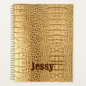 Rustikale Beige-Alligator Print Monogram Planer (Vorderseite)