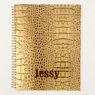 Rustikale Beige-Alligator Print Monogram Planer