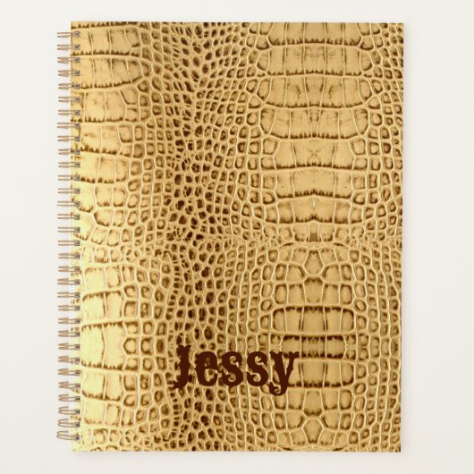 Rustikale Beige-Alligator Print Monogram Planer (Vorderseite)