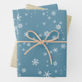 Rustikale Beige Blauer Schneeflocken Weihnachtsfei Geschenkpapier Set (Beispiel)