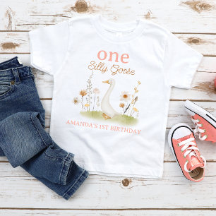 Rustikale Beige Blüte Albern Gänse 1. Geburtstag Baby T-shirt