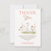 Rustikale Beige Blüte Albern Gänse 1. Geburtstag Dankeskarte (Vorderseite)