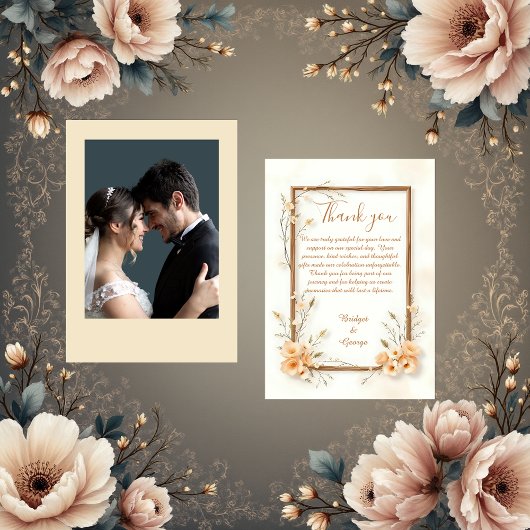 Rustikale Beige Botanische Hochzeit Dankeskarte