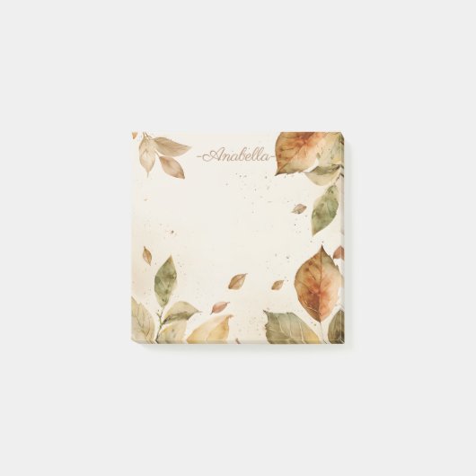 Rustikale Beige Brown, einfache Fallende Blätter Post-it Klebezettel (Vorderseite)