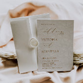 Rustikale Beige Brown Foto Wedding Einladung