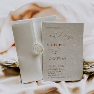 Rustikale Beige Brown Foto Wedding Einladung