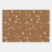 Rustikale Beige Brown Snowflakes Weihnachtsfeierta Geschenkpapier Set (Vorderseite)