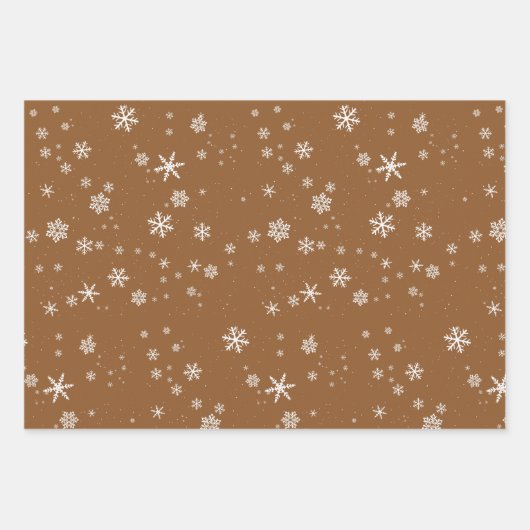 Rustikale Beige Brown Snowflakes Weihnachtsfeierta Geschenkpapier Set (Vorderseite)