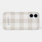 Rustikale Beige-Buffalo-Karo-Monogramm iPhone 16 Hülle (Rückseite (Horizontal))