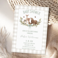 Rustikale Beige Gingham Wald Baby Shower