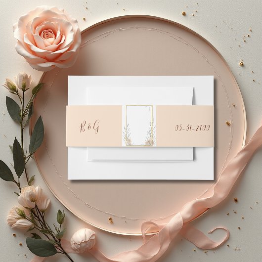 Rustikale Beige Hochzeit Einladungsbanderole