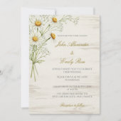 Rustikale Beige Hochzeit mit Daisy Florals Einladung (Vorderseite)