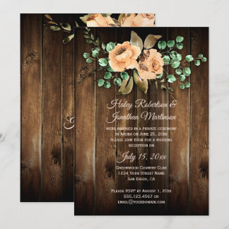 Rustikale Beige Latte Rose Nur Empfang aus Holz Einladung