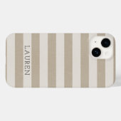 Rustikale Beige Streifen Mit Monogramm Case-Mate iPhone Hülle (Rückseite (Horizontal))