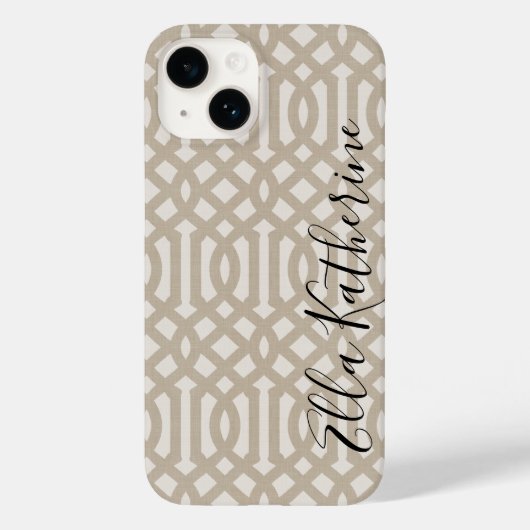 Rustikale Beige Trellis Monogram Case-Mate iPhone Hülle (Rückseite)