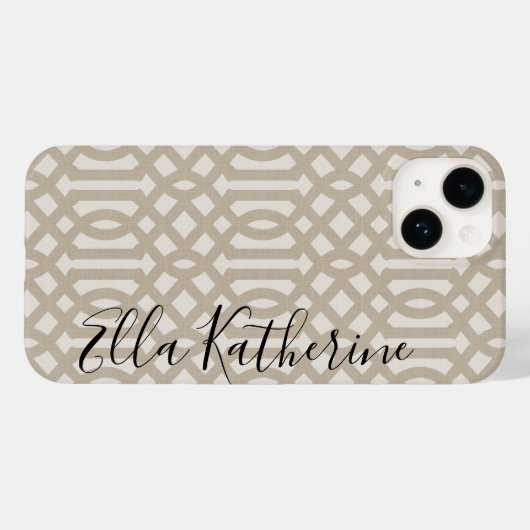 Rustikale Beige Trellis Monogram Case-Mate iPhone Hülle (Rückseite (Horizontal))