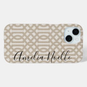 Rustikale Beige Trellis Monogram Case-Mate iPhone Hülle (Rückseite (Horizontal))