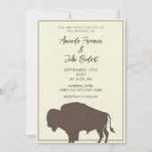 Rustikale Beige und Brown Buffalo Bison Wedding Einladung (Vorderseite)
