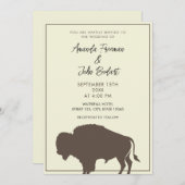 Rustikale Beige und Brown Buffalo Bison Wedding Einladung (Vorne/Hinten)