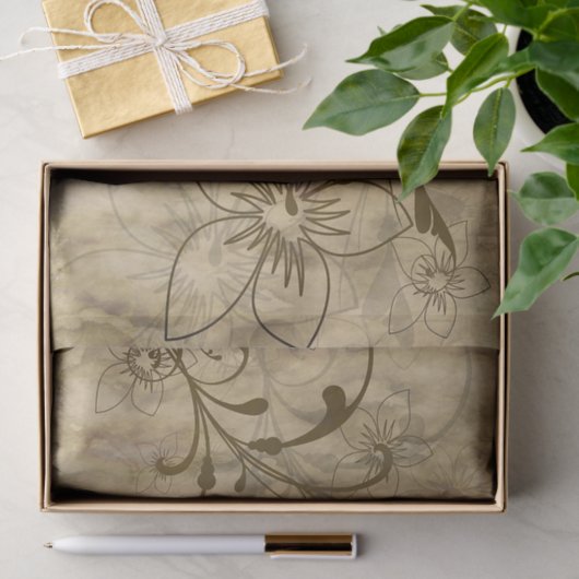 Rustikale Beige und Brown Daisy Seidenpapier (Geschenk)