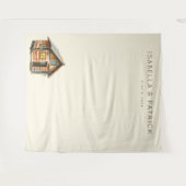 Rustikale Beige Vintage-Holzhütte Wandteppich (Vorderseite (Horizontal))