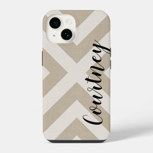 Rustikale Beige X Zickzack iPhone Hülle (Rückseite)