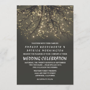 Rustikale beleuchtete Baumzweig-Hochzeitseinladung Einladung