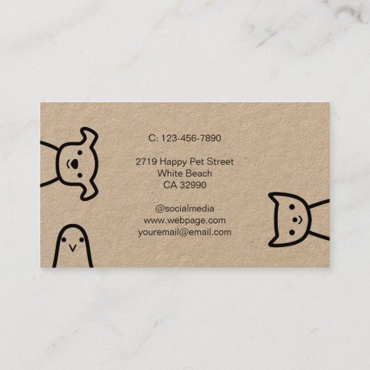 Rustikale, benutzerfreundliche, Niedliche Pets Ser Visitenkarte (Rückseite)