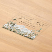 Rustikale Berg-Evergreen-Wald-Hochzeit 'Datum merk Acryleinladungen (Ablage )
