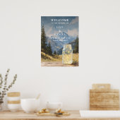 Rustikale Berg-Mason-Glas-Hochzeits-Willkommenssch Poster (Küche)