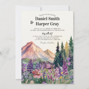 Rustikale Berg-Wildblumen-Aquarell-Hochzeit Einladung