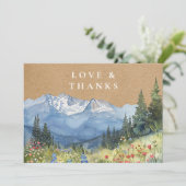 Rustikale Berg-Wildblumen-Hochzeitsfotos Dankeskarte (Stehend Vorderseite)