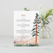 Rustikale Bergbaumlandschaft Hochzeitsmenü Einladung (Stehend Vorderseite)