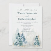 Rustikale Bergbauten Hochzeit Evergreen Water Einladung (Vorderseite)