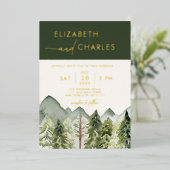 Rustikale Bergbauten Moderne Elegante Hochzeit Folieneinladung (Stehend vorne)