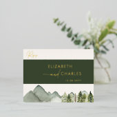 Rustikale Bergbauten Moderne elegante RSVP Karten (Stehend vorne)