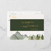 Rustikale Bergbauten Moderne elegante RSVP Karten (Vorderseite/Rückseite)