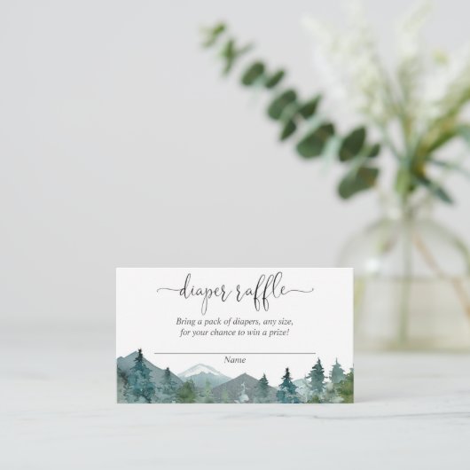 Rustikale Berge Babydusche-Windeln Gewinnkarten Begleitkarte (Stehend Vorderseite)