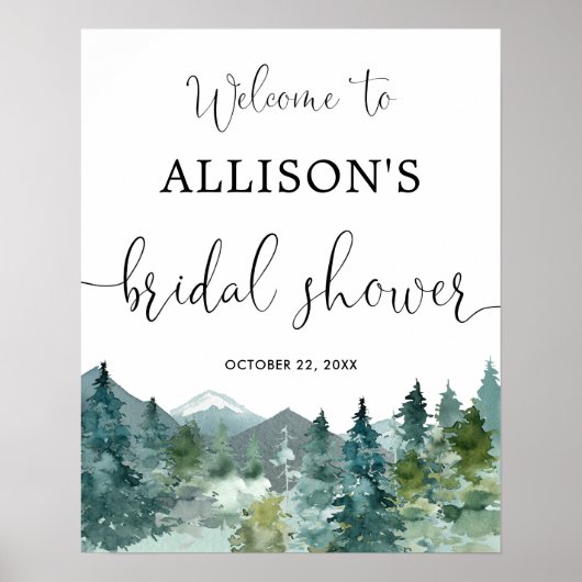Rustikale Berge Brautparty Begrüßungszeichen Poster (Vorne)