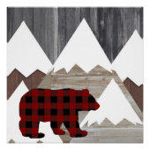 Rustikale Berge Büffel Karo Wald Bär Poster (Vorderseite)