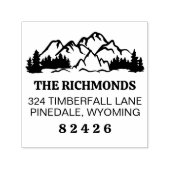 Rustikale Berge & Fichten Rücksendeadresse Permastempel (Design)