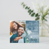 Rustikale Berge Hochzeitskarte Save the Date Postkarte (Stehend Vorderseite)