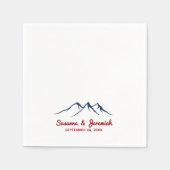 Rustikale Berge in der Rezeption für blaue und rot Serviette (Vorderseite)