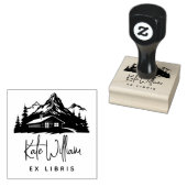 Rustikale Berge & Kiefern Ex libris Gummistempel (Stempel)